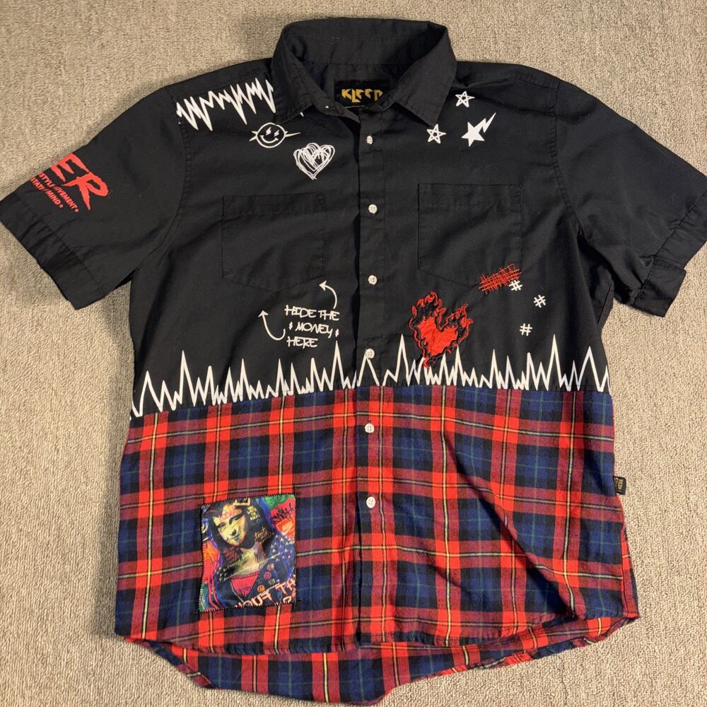 KLEEP Patchwork Hybrid Shirt XL Streetwear Flannel Graphic